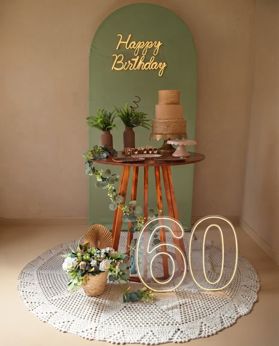Decoração elegante para aniversário de 60 anos